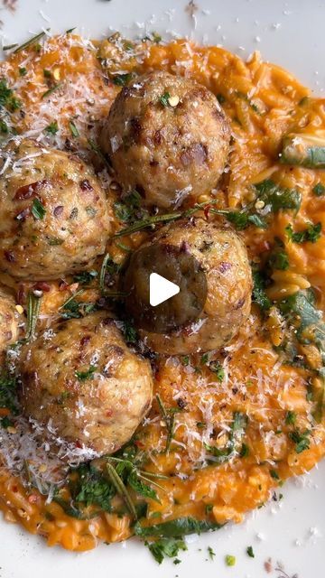 376K views · 33K likes | The Original Dish on Instagram: "baked rosemary chicken meatballs with creamy tomato orzo! made a new version of my favorite winter dinner with a few small tweaks & it couldn’t be more delicious! the meatballs are juicy, the orzo is decadent, and it’s all around the perfect comfort food. it’d also be really easy to double or even triple this recipe if you’re cooking for a crowd this christmas! recipe linked in my bio✨" Rosemary Chicken Meatballs, Baked Rosemary Chicken, Creamy Tomato Orzo, Tomato Orzo, The Original Dish, Rosemary Chicken, Christmas Recipe, Cooking For A Crowd, Winter Dinner