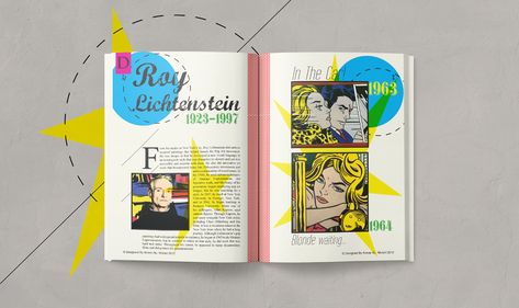 Design History Magazine | Pop Art on Student Show Front And Back Cover Design, Art Magazine Layout, Magazine Cover Page, Back Cover Design, Art Brochures, 잡지 레이아웃, History Magazine, Zine Design, Comic Layout