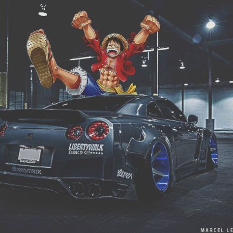 Luffy and his skyline Gtr r35 Skyline Gtr R35, Anime Cars, Cool Cartoon Drawings, Gtr 35, Gangsta Anime, R35 Gtr, Smile Wallpaper, One Piece Cartoon, Nissan Gtr R35