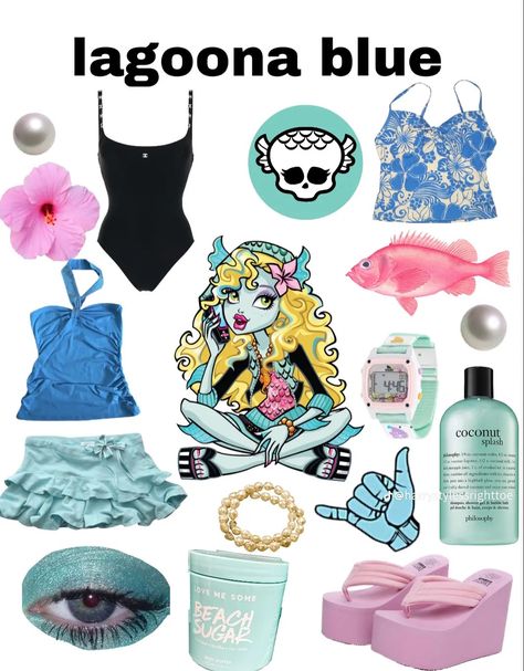 Monster High Inspired Outfits Lagoona, Laguna Halloween Costume, Lagoon Blue Monster High Costume, Monster High Lagoona Blue Cosplay, Lagoona Blue Costume Ideas, Lagoons Blue Costume, Laguna Blue Costume, Laguna Blue Monster High Costume, Lagoona Blue Clothes