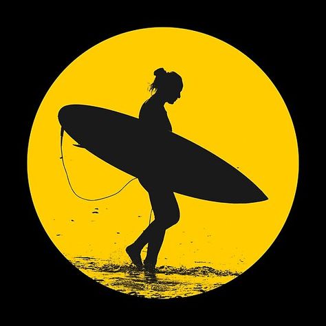 This surfer girl makes a great gift and looks great on a tee! • Millions of unique designs by independent artists. Find your thing. Surfboard Drawing, Surfing Images, Surfer Silhouette, Silhouette Poster, Girl Silhouette, Surfer Girl, Surfboard, Sale Poster, Looks Great