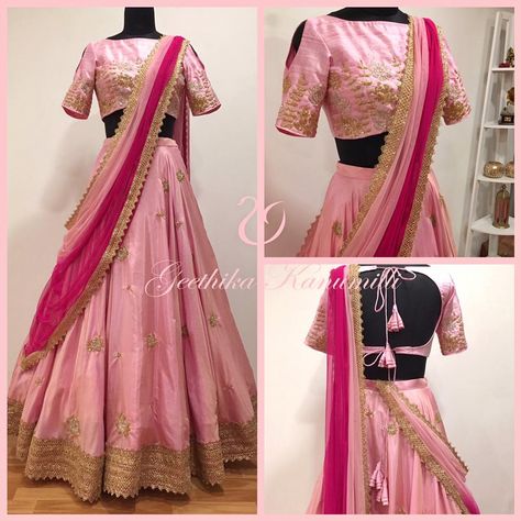 Pink Chaniya Choli, Long Skirt Top Designs, Elegant Lehenga, Half Saree Lehenga, Indian Outfits Lehenga, Lehnga Dress, Half Saree Designs, Pink Lehenga, Lehenga Collection