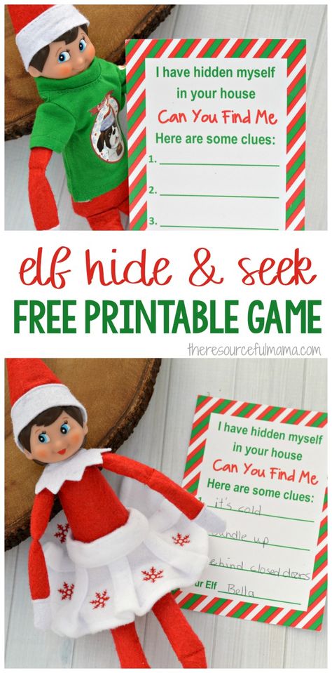 This printable hide & seek game is fun, interactive Elf on the Shelf Activity that requires very little prep while keeping the elf fun and interesting. #elfontheshelf #elf #elfontheshelfideas Elf On Shelf Printables, Kindness Elves, Elf Games, Awesome Elf On The Shelf Ideas, Free Printable Games, Elf Activities, The Elf On The Shelf, Xmas Elf, Elf Antics