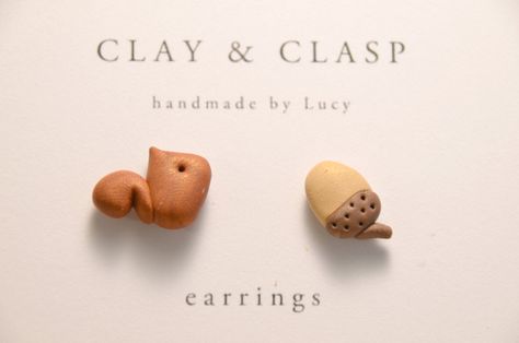 Clay Squirrel, Acorn Earrings, Polymer Clay Jewellery, Diy Earrings Polymer Clay, Polymer Clay Jewelry Tutorials, Polymer Clay Jewelry Diy, Polymer Clay Animals, Polymer Clay Dolls, Clay Jewellery