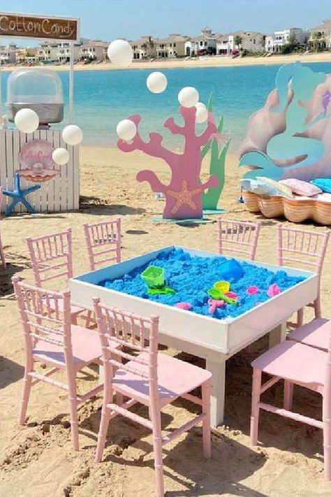 Outdoor Mermaid Party Ideas, Mermaid Water Party, Lil Mermaid Party Ideas, Under The Sea Birthday Activities, Mermaid Makeover Party, Mermaid Birthday Party Activity Ideas, Mermaid Birthday Party Ideas Decoration, Mermaid Park Birthday Party, Backyard Mermaid Party Ideas