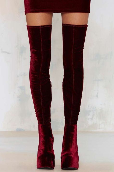 Jeffrey Campbell Bedelia Velvet Thigh-High Boot - Dark Romance | Dark Romance | Knee High