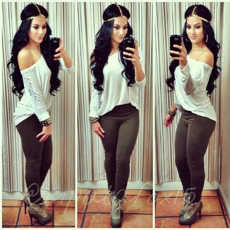 adore adore this outfit  -olive green pants  -white off the shoulder shirt  -headband  #cuteoutfit #ootd Color Party, Elegante Casual, Looks Black, Dieselpunk, Mom Outfits, Hippie Style, Fall Winter Outfits, Fashion Killa, Look Fashion