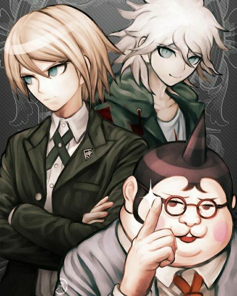 Official team Danganronpa art! Hifumi Yamada, Gundham Tanaka, Byakuya Togami, Makoto Naegi, Spike Chunsoft, Danganronpa 1, Dangan Ronpa, Novel Games, Trigger Happy Havoc