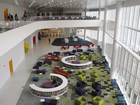 James B. Hunt Jr. Library, North Carolina State University, Raleigh. Public Library Design, School Library Design, Library Inspiration, Library Architecture, Library Room, School Interior, College Library, Modern Library, Home Library Design