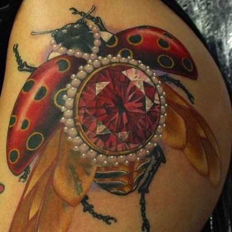 Girlfriend Tattoos, Ladybug Tattoo, Taboo Tattoo, Gem Tattoo, Jewel Tattoo, Lady Bug Tattoo, Bug Tattoo, Insect Tattoo, Tattoo Care