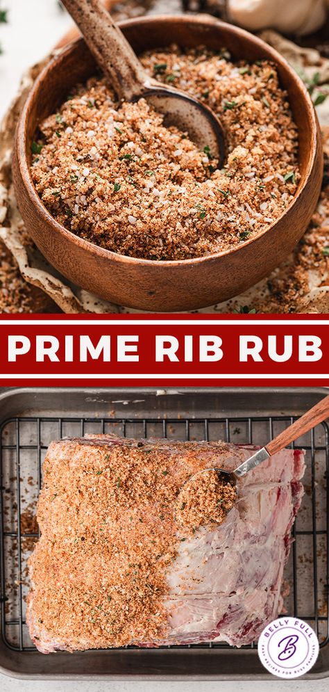 Your showstopping prime rib deserves THE BEST Prime Rib Rub! This easy prime rib rub recipe adds a flavorful punch without overpowering the meat’s natural flavor. The simple seasonings, fresh herbs, and brown sugar create a rub that adds depth, tenderizes the meat, and a beautiful crust. Dry Rub For Prime Rib Roast, Best Prime Rib Seasoning, Prime Rib Roast Dry Rub Recipe, Herb Rub For Prime Rib, Rib Roast Rub Recipe, Seasoning For Prime Rib Roast, Prime Rib Roast Seasoning Recipe, Best Rub For Prime Rib Roast, Prime Rib Seasoning Rubs Spices