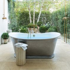 Provencal Style Home-Giannetti Home-07-1 Kindesign Patina Farm, Provence Style, Rustic Home Design, Garden Tub, Charming House, Gorgeous Bathroom, Top Interior Designers, Soaking Tub, Farmhouse Bathroom