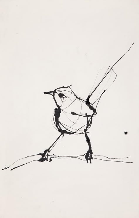 Black Pen Drawing Sketches, Messy Line Art, Birds Sketches, Bird Watercolor Art, Drawing Bird, Line Drawing Art, Bird Sketch, Scribble Art, Bird Drawing