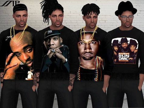 SC4-119503_MAIN Famous Rappers, Sims 4 Men Clothing, Urban Male, Sims 4 Male Clothes, Rapper Shirts, Urban Shirt, Sims 4 Black Hair, Sims 4 Traits, Free Sims 4