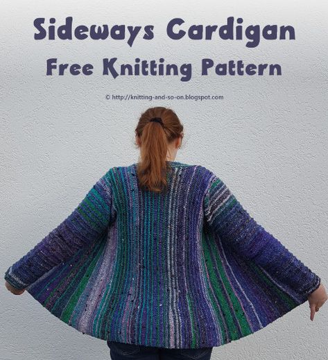 Sideways Cardigan Ladies Cardigan Knitting Patterns, Knitting Patterns Free Sweater, Knit Cardigan Pattern, Cardigan Crochet, Lace Knitting Patterns, Knitting Patterns Free Cardigans, Cardigan Pattern, Sweater Knitting Patterns, Knitting Tutorial