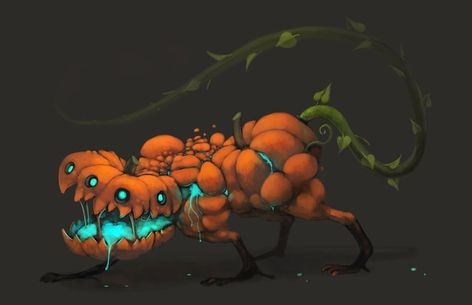 Monster Pumpkin, Adventure Time Style, Pumpkin Monster, Plant Monster, Halloween Creatures, Cool Monsters, Dnd Monsters, Dnd Art, Halloween Monster