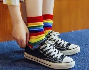 Pride rainbow socks / Pride gift / LGBTQ flag socks / Gay Pride / Cute LGBTQ accessory / Pride Week Gift / Pride month Luxury Candy, Pride Week, Rainbow Socks, Rainbow Aesthetic, Pride Outfit, Tumblr Outfits, Pride Gifts, Cute Socks, Striped Socks