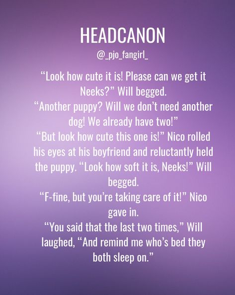 Nico X Will Headcanon, Nico And Will Headcanons, Nico And Will Headcannons, Will And Nico Headcanon, Will And Nico, Pjo Series, Perseus Jackson, Percy Jackson Ships, Percy Jackson Head Canon