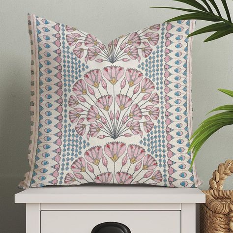 Purple Accent Pillows, Aqua Pillows, Anna French, Euro Pillows, Block Printed Pillows, Custom Pillow Cases, Orange Pillows, Floral Pillow Cover, Flower Pillow