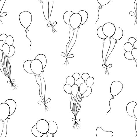 Birthday Ballon Drawing, Balloons Drawing Birthday, Birthday Balloon Drawing, Ballon Drawings, Balloon Tattoo Small, Balloon Tattoo Ideas, Ballon Tattoo, Balloons Tattoo, Balloon Doodle