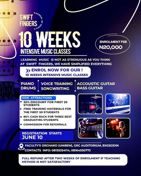 Guitar Training, Class Poster, Training Materials, Learn Music, Music Class, Sale Flyer, Event Poster, Free Training, Drum And Bass