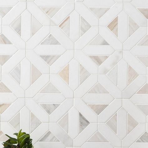 MSI Angora Geometric 12" x 12" Polished Marble Mosaic Floor and Wall Tile & Reviews | Wayfair Marble Mosaic Floor, Stone Mosaic Wall, Contemporary Design Style, Mosaic Floor Tile, Mosaic Floor, Merola Tile, Marble Mosaic Tiles, Mosaic Wall Tiles, Geometric Tiles