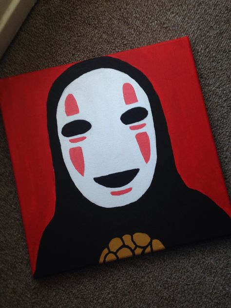 Anime Mini Canvas Painting, No Face Painting Canvas, No Face Painting, No Face Art, Anime Canvas Painting, Japan Painting, Color Drawing Art, Simple Canvas Paintings, Anime Canvas Art