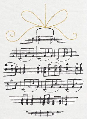 Sounds of the Season | Urban Threads: Unique and Awesome Embroidery Designs Music Christmas Ornaments, Music Notes Art, Music Crafts, Fabric Cards, Urban Threads, Christmas Card Art, Ornament Design, Watercolor Christmas Cards, Christmas Card Crafts