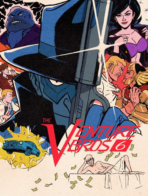 Venture Bros Wallpaper, The Brobecks Poster, Old Cartoon Poster, Venture Bros Brock Samson, Venture Bros Background Art, Movie Art Poster, Animation Poster, The Venture Bros, Venture Brothers