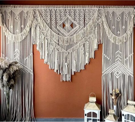 PRICES MAY VARY. Handmade In India Large bohemian wedding backdrop Materials: Cotton rope This macrame also may be used at welcome, head table, cake table, photo backdrop. The tassels make this curtain more elegance Item Weight : 5.0 pounds EL CLASICO OVERSEAS Macrame Large Curtain Bohemian Boho Decoration Backdrop Wedding Wall Hanging Bohemian Wedding Backdrop, Arch Arbor, Macrame Wedding Arch, Rideaux Boho, Cortinas Boho, Macrame Creations, Macrame Designs, Macrame Inspiration, Macrame Wedding Backdrop