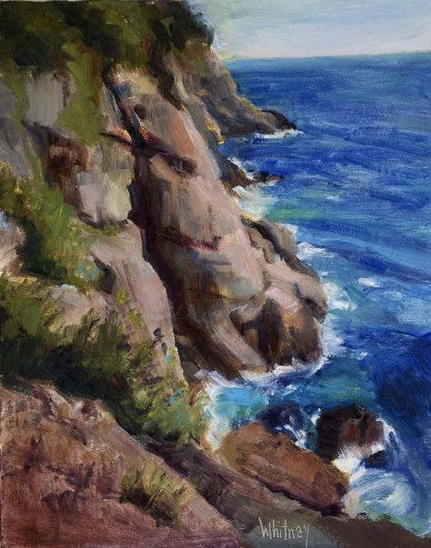 Cliff Painting, Rocky Cliff, Ocean Landscape Painting, Ocean Cliff, Portofino Italy, Rocky Shore, Ocean Landscape, Oil Painting For Sale, Ocean Scenes