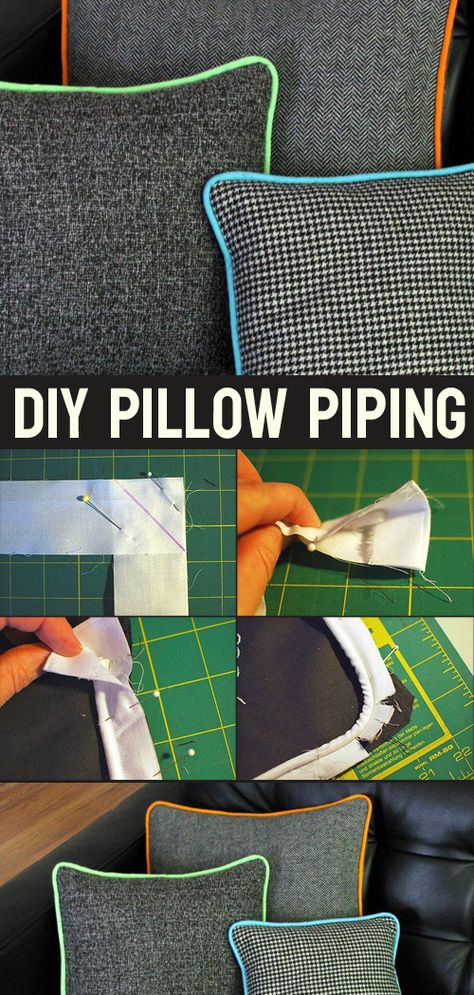 How to Add Piping to a Pillow How To Sew Trim On A Pillow, Cushion Tutorial, Tote Bag Tutorial, Construction Techniques, How To Make An Envelope, Beautiful Throw Pillows, Pillow Tutorial, Pouch Tutorial, Easter Embroidery