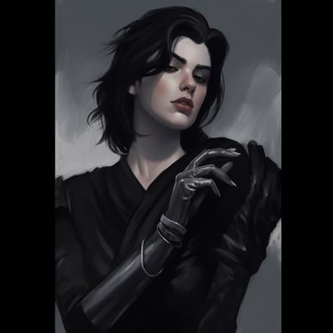 Female Character Inspiration Black Hair, Black Hair Grey Eyes, Black Haired Woman, Female Villains, Short Dark Hair, Short Brown Hair, Vampire Art, World Of Darkness, Fantasy Male