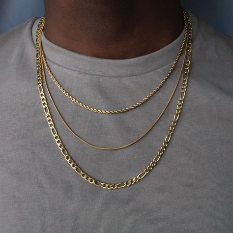 Figaro Necklace, Layered Chain, Layered Chain Necklace, Layered Necklace Set, Gold Chains For Men, Mens Chain Necklace, Dope Jewelry, Anniversary Jewelry, Layered Jewelry