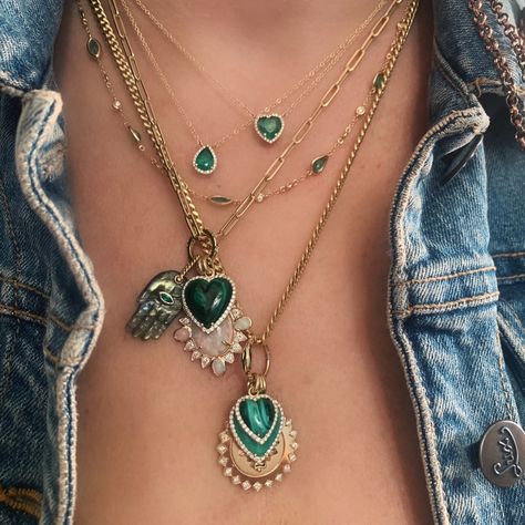 Milestones by Ashleigh Bergman on Instagram: “Having too much on never scared me! As long as you wear it with confidence, that’s all that matter! Wear what you love! Love what you…” Diamond Neckalce, Heart Themed, Antique Fairs, Cuban Link Chain Necklaces, Cable Chain Necklace, Heart Gemstone, Heart Pendant Diamond, Link Chain Necklace, Everyday Necklace