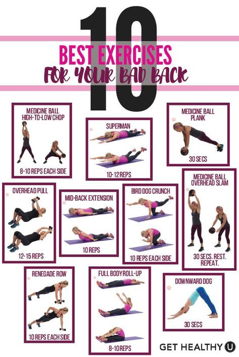 Check out this blog about the 10 best exercises for your bad back! If you experience back pain, it can be a total drag. These moves will help alleviate that pain and burn some calories at the same time! Exercise For Bad Back, Back Strengthening Exercises, Strength Routine, Lower Back Pain Exercises, Lower Back Exercises, Strengthening Exercises, Lower Abs, Best Exercises, Back Pain Exercises