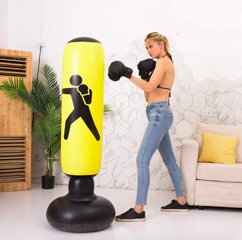 An inflatable punching bag for the family members you've been lovingly annoying since you've been home – give them something to punch after all your pranks to keep you from getting kicked out. Heavy Bag Stand, Freestanding Punching Bag, Boxing Punching Bag, Boxing Punches, Boxing Bag, Nozzle Design, Boxing Bags, Kids Training, Heavy Bags