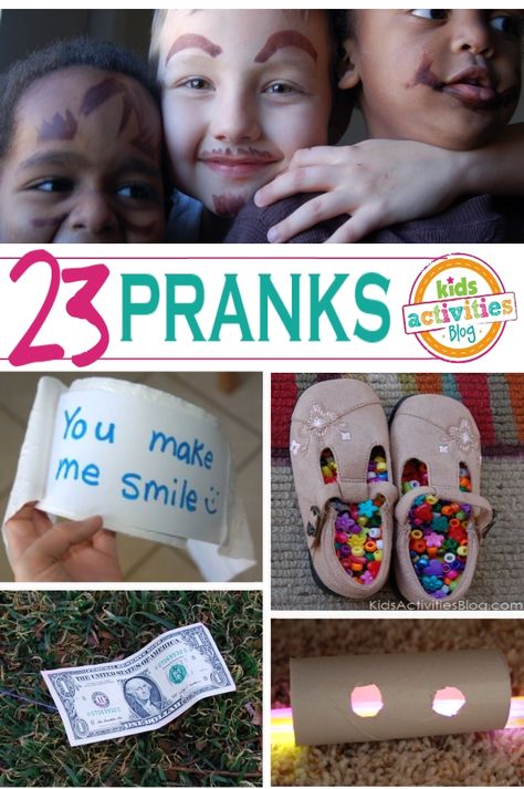 These are HILARIOUS!!  Lots of pranks for kids to do on each other - perfect for April Fools! April Fools Tricks, April Fools Day Pranks, Funny Pranks For Kids, Pranks For Kids, April Fools Pranks, April Fools Joke, Good Pranks, Fools Day, 1 April