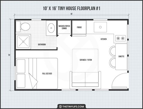 A Complete Guide To 10 x 16 Tiny Homes - The Tiny Life 12x12 Tiny House Floor Plans, 10 X 16 Tiny House, 10x24 Tiny House, 16x20 Tiny House Floor Plans, 14x24 Tiny House Floor Plans, 10x16 Tiny House Floor Plans, 12 X 24 Floor Plans, Garage Annexe, 10x20 Tiny House Floor Plans