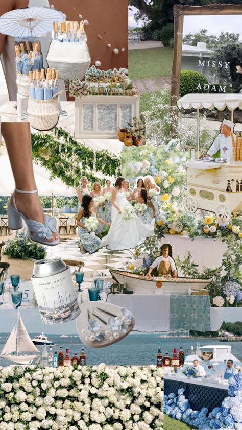 Too much fun making this coastal themed wedding #moodboard! Costal Blue And White Wedding, North Carolina Coastal Wedding, Small Coastal Wedding Ideas, Coastal Wedding Ideas Decor, Coastal Bridal Party, Coastal Elegance Wedding, Wedding Mood Board Ideas Summer, Coastal Wedding Color Schemes, Nantucket Style Wedding