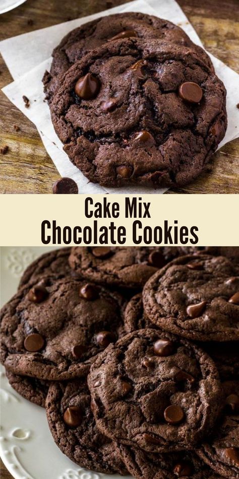 Chocolate Cookie Recipes Easy, Chocolate Cookie Recipe, Nutella Cookie, Chocolate Cake Mix Cookies, Mix Chocolate, Cake Mix Cookie Recipes, Chocolate Christmas, Easy Cheesecake Recipes, Chocolate Cookie Recipes