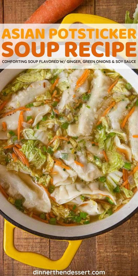 Crockpot Pot Sticker Soup, Crockpot Asian Dumpling Soup, Pot Sticker Soup Crockpot, Frozen Pot Sticker Soup, Asian Potsticker Soup, Potsticker Soup Crockpot, Potstickers Soup Recipe, Meals With Potstickers, Slow Cooker Asian Soup