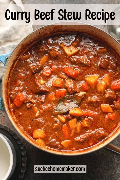 This Curry Beef Stew Recipe includes a new flavor profile to a classic beef stew. Adding curry paste and ginger to fall apart beef is a sure thing for bringing interest to the dinner table! Beef Srew, Curry Beef Stew, Beef Curry Stew Recipe, Curry Beef, Classic Beef Stew, Chowder Soup, Hearty Casseroles, Sure Thing, Beef Stew Recipe