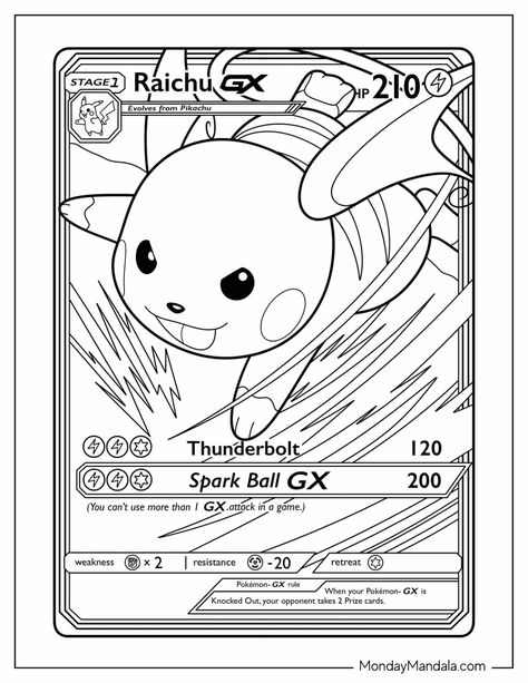 20 Raichu Coloring Pages (Free PDF Printables) Upcycle Pokemon Cards, Pokemon Omalovanky, Pokemon Colouring, Pokemon Card Coloring Pages, Moltres Pokemon, Pokemon Birthday Card, Pokemon Card Template, Pokemon Coloring Sheets, Pikachu Coloring Page