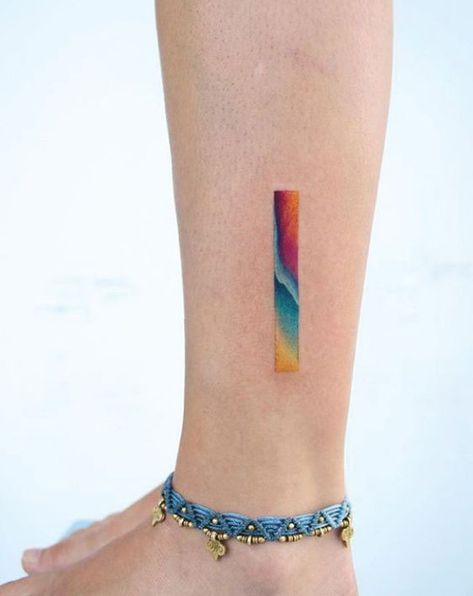 Rectangle Tattoo, Colorful Tattoo, Tattoos Inspo, Ankle Tattoo Designs, Ankle Tattoos For Women, Ankle Tattoos, Best Tattoos For Women, Tattoos Geometric, Парные Тату