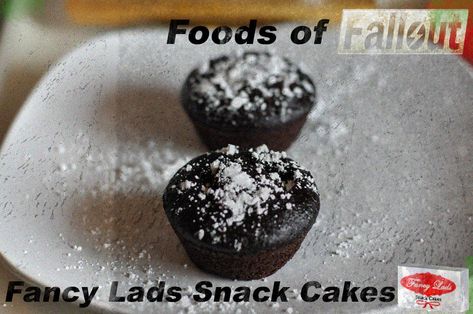 Foods of Fallout: Fancy Lads Snack Cakes #dessert #recipe #Hostess #cupcake Fallout Diy, Creme Filling, Hostess Cupcakes, Snack Cakes, Geek Food, Ganache Frosting, Filled Cupcakes, Marshmallow Creme, Game Food