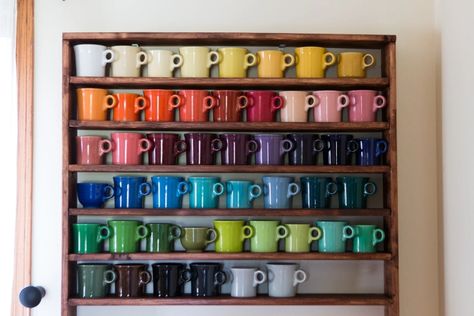 A Brief History of Fiestaware Colors – Fiestaware Fiestaware Display, Kitchen Dustbin Ideas, Dustbin Ideas, Fiestaware Kitchen, Fiesta Ware Colors, Kitchen Dustbin, Colored Dishes, Fiesta Kitchen, Handle Mugs