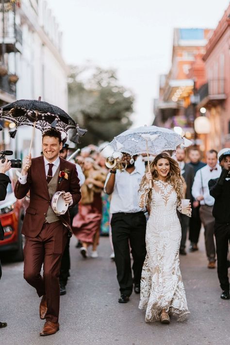 Sample Wedding Ceremony Scripts You’ll Want to Borrow New Orleans Wedding Parade, New Orleans Wedding Photos, Wedding Parade, French Quarter Wedding, Museum Wedding Venues, Second Line Parade, Wedding Vow Art, Wedding Ceremony Script, Nola Wedding