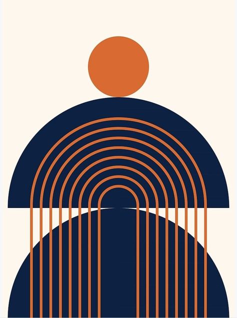 Geometric lines in sun and rainbow pattern inNavy Blue Orange shades themed. This minimalism abstract artwork is an excellent gift for yourself or for your beloved families and friends, designed by nineFlorals. Udaipur Wedding, Sun And Rainbow, Rainbow Poster, Orange Rainbow, Orange Shades, Orange Painting, Orange Decor, Blue Orange White, Orange Logo