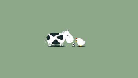 Hen Illustration, Cow Background, Cow And Chicken, Cow Wallpaper, Illustration Funny, Cute Cow, The Egg, Facebook Cover, Hen